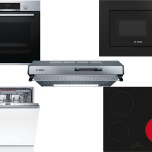 Set Εντοιχισμού Bosch Φούρνος HBA534ES0 + Εστίες Κεραμικές PKE611BB2E + Απορροφητήρας Ελεύθερος DUL62FA51 + Φούρνος Μικροκυμάτων Εντοιχιζόμενος BEL620MB3 20lt Black + Πλυντήριο Πιάτων Πλήρως Εντοιχιζόμενο SMD6ECX00E 60cm