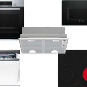 Set Εντοιχισμού Bosch Φούρνος HBA534ES0 + Εστίες Κεραμικές PKE611BB2E + Απορροφητήρας Μηχανισμός DLN53AA70 + Φούρνος Μικροκυμάτων Εντοιχιζόμενος BFL554MB0 25lt Black + Πλυντήριο Πιάτων Πλήρως Εντοιχιζόμενο SMV25AX00E 60cm