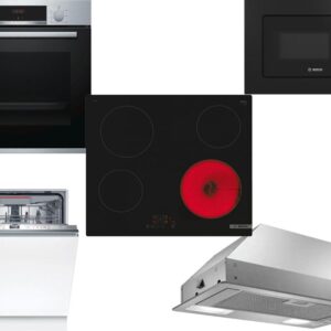 Set Εντοιχισμού Bosch Φούρνος HBA534ES0 + Εστίες Κεραμικές PKE611BB2E + Απορροφητήρας Μηχανισμός DLN53AA70 + Φούρνος Μικροκυμάτων Εντοιχιζόμενος BEL620MB3 20lt Black + Πλυντήριο Πιάτων Πλήρως Εντοιχιζόμενο SMD6ECX00E 60cm
