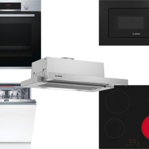 Set Εντοιχισμού Bosch Φούρνος HBA534ES0 + Εστίες Κεραμικές PKE611BB2E + Απορροφητήρας Συρόμενος DFT63AC50 + Φούρνος Μικροκυμάτων Εντοιχιζόμενος BEL620MB3 20lt Black + Πλυντήριο Πιάτων Πλήρως Εντοιχιζόμενο SMD6ECX00E 60cm