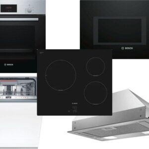 Set Εντοιχισμού Bosch Φούρνος HBF154BS0 + Εστίες Επαγωγικές PUC611AA5E + Απορροφητήρας Μηχανισμός DLN53AA70 + Φούρνος Μικροκυμάτων Εντοιχιζόμενος BFL554MB0 25lt Black + Πλυντήριο Πιάτων Πλήρως Εντοιχιζόμενο SMD6ECX00E 60cm