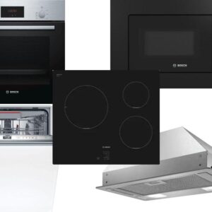 Set Εντοιχισμού Bosch Φούρνος HBF154BS0 + Εστίες Επαγωγικές PUC611AA5E + Απορροφητήρας Μηχανισμός DLN53AA70 + Φούρνος Μικροκυμάτων Εντοιχιζόμενος BEL620MB3 20lt Black + Πλυντήριο Πιάτων Πλήρως Εντοιχιζόμενο SMD6ECX00E 60cm