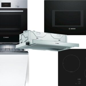 Set Εντοιχισμού Bosch Φούρνος HBF154BS0 + Εστίες Επαγωγικές PUC611AA5E + Απορροφητήρας Συρόμενος DFM064W54 + Φούρνος Μικροκυμάτων Εντοιχιζόμενος BFL554MB0 25lt Black + Πλυντήριο Πιάτων Πλήρως Εντοιχιζόμενο SMV25AX00E 60cm