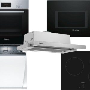 Set Εντοιχισμού Bosch Φούρνος HBF154BS0 + Εστίες Επαγωγικές PUC611AA5E + Απορροφητήρας Συρόμενος DFT63AC50 + Φούρνος Μικροκυμάτων Εντοιχιζόμενος BFL554MB0 25lt Black + Πλυντήριο Πιάτων Πλήρως Εντοιχιζόμενο SMV25AX00E 60cm