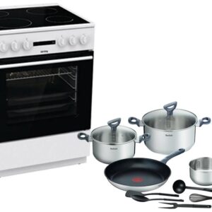 Set Κουζίνα Κεραμική Korting KEC6A60WGKRT + Σετ Μαγειρικά Σκεύη Tefal G713SB45 11τμχ