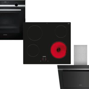 Set Εντοιχισμού Siemens Φούρνος HB578G0S6 + Εστία Κεραμική ET61RBEA1E + Απορροφητήρας Καμινάδα LC87KHM60