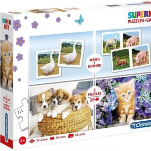 Clementoni 20240 4 in 1 Puzzle,Domino,Memo Animals