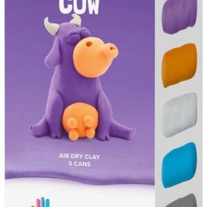 Hey clay 440021 Κατασκευές με πηλό (με λειτουργία Ios & Android App). Η Αγελαδίτσα/Cow - Air Dry,5 χρωμάτων