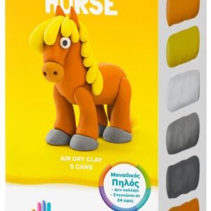 Hey clay 440020 Κατασκευές με πηλό (με λειτουργία Ios & Android App). Το Αλογάκι/Horse - Air Dry,5 χρωμάτων