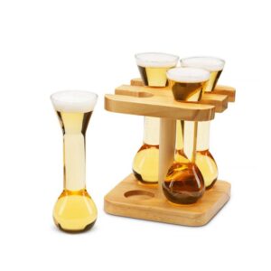 The Source Mini Yards Of Ale – Σετ Μινι Ποτηριών Μπύρας με Ξύλινη Βάση