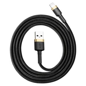 Data Cable Baseus Durable Nylon Braided Lightning QC3.0 2.4A 1.0m Black Gold CALKLF-BV1