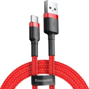 Data Cable Baseus Durable Nylon Braided USB-C QC3.0 2A 2.0m Red CATKLF-C09