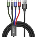 Data Cable Baseus CA1T4-B01 Fast 4in1 Braided USB-A to Lightning/2x USB-C/Micro USB 3.5A 1.2m