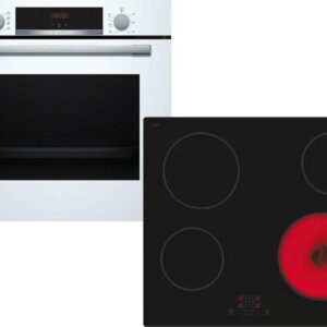 Set Εντοιχισμού Bosch Φούρνος HBA 534BW0 + Εστίες Κεραμικές PKE61RAA2E