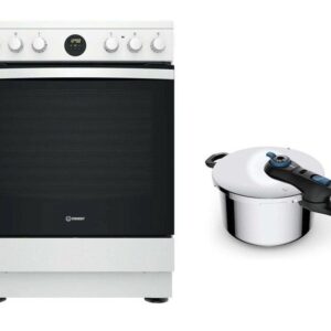 Set Κουζίνα Κεραμική Indesit IS67V8CHW/E + Χύτρα Tefal Secure P2584401 8lt