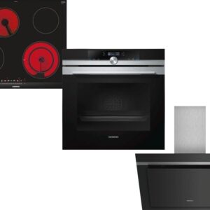 Set Εντοιχισμού Siemens Φούρνος HB 634GBS1 + Εστία Κεραμική ET675FNP1E + Απορροφητήρας Καμινάδα LC87KHM60